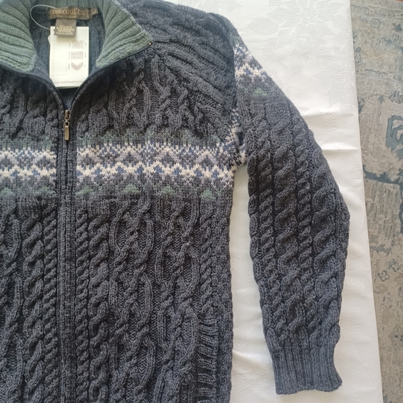 INIS CRAFTS MERINO WOOL ZIP SWEATER NWT LARGE - Picture 10 of 16
